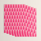 Christmas trees checkers pattern red and pink Wrapping Paper Gallery Image 3