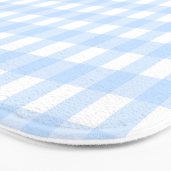 Light blue Gingham ,checkered ,buffalo ,plaid pattern Bath Mat Gallery Image 3