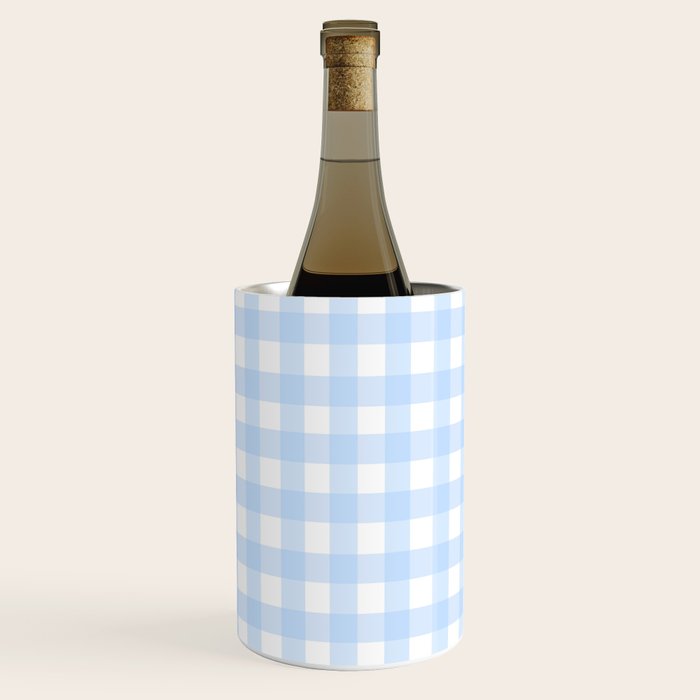 Light blue Gingham ,checkered ,buffalo ,plaid pattern Wine Chiller Gallery Image 1
