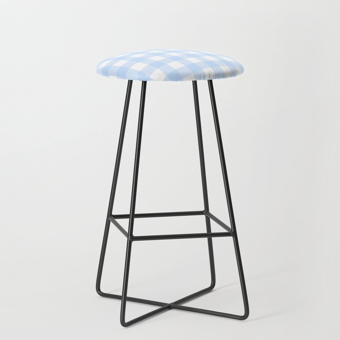 Light blue Gingham ,checkered ,buffalo ,plaid pattern Stool Gallery Image 1