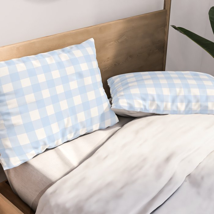 Light blue Gingham ,checkered ,buffalo ,plaid pattern Pillow Sham Gallery Image 2
