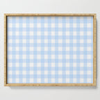 Light blue Gingham ,checkered ,buffalo ,plaid pattern Serving Tray Gallery Image 1