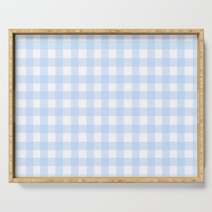 Light blue Gingham ,checkered ,buffalo ,plaid pattern Serving Tray Gallery Image 1