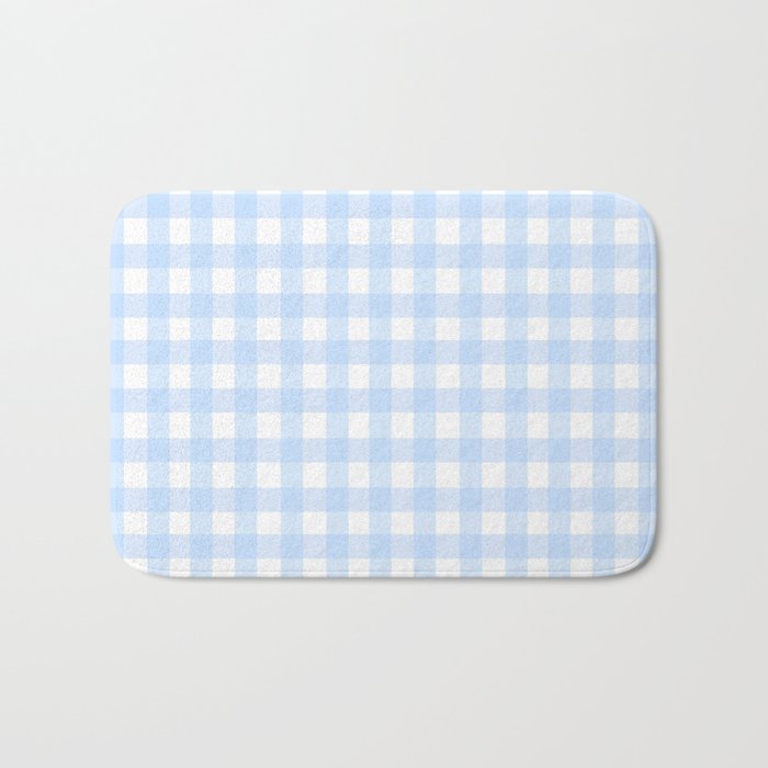 Light blue Gingham ,checkered ,buffalo ,plaid pattern Bath Mat Gallery Image 1