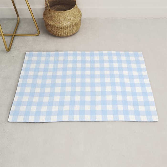 Light blue Gingham ,checkered ,buffalo ,plaid pattern Rug Gallery Image 1