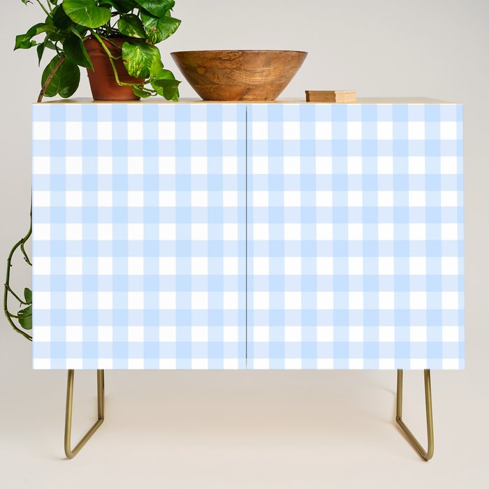 Light blue Gingham ,checkered ,buffalo ,plaid pattern Credenza Gallery Image 1