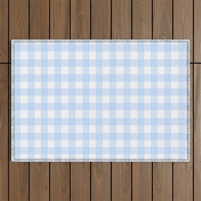 Light blue Gingham ,checkered ,buffalo ,plaid pattern Outdoor Rug Gallery Image 1