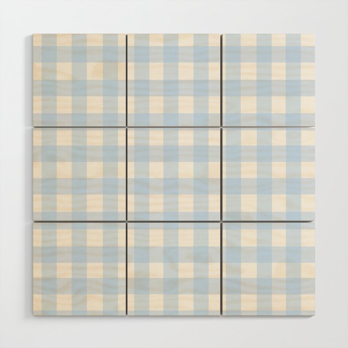Light blue Gingham ,checkered ,buffalo ,plaid pattern Wood Wall Art Gallery Image 1