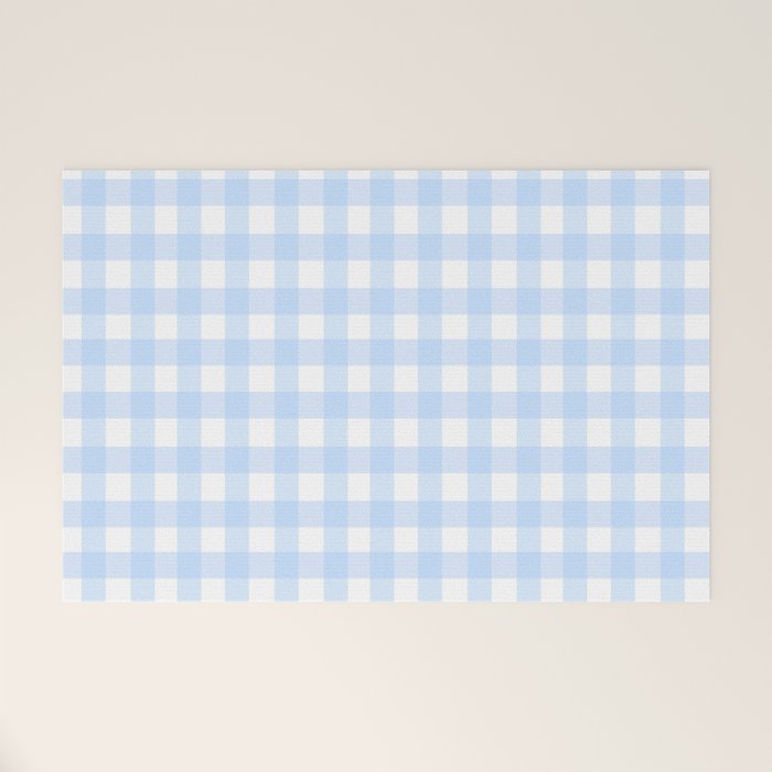 Light blue Gingham ,checkered ,buffalo ,plaid pattern Welcome Mat Gallery Image 1