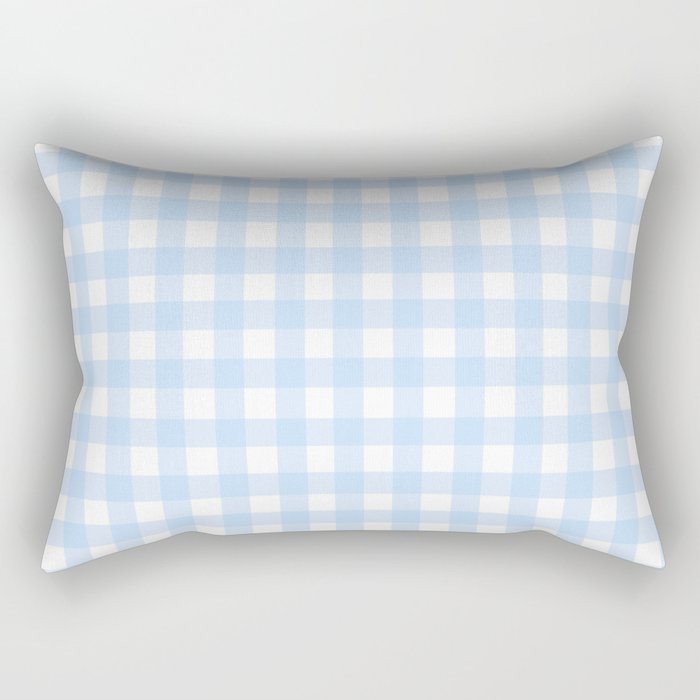 Light blue Gingham ,checkered ,buffalo ,plaid pattern Rectangular Pillow Gallery Image 1