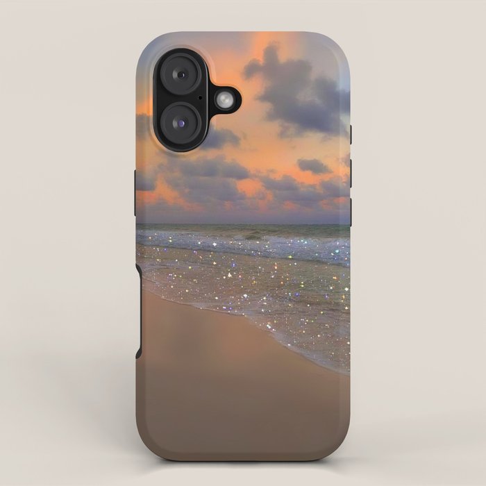 SHINY WAVES | ocean | sea | waves | glitter | collage | sunset | warm | summer | beach | sky iPhone Case Gallery Image 1