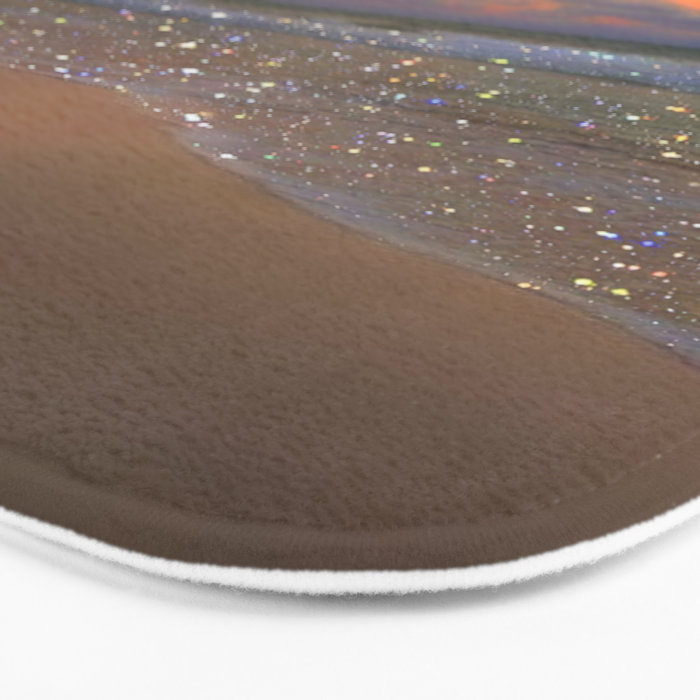 SHINY WAVES | ocean | sea | waves | glitter | collage | sunset | warm | summer | beach | sky Bath Mat Gallery Image 3