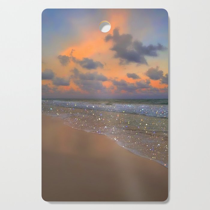 SHINY WAVES | ocean | sea | waves | glitter | collage | sunset | warm | summer | beach | sky Cutting Board Gallery Image 1