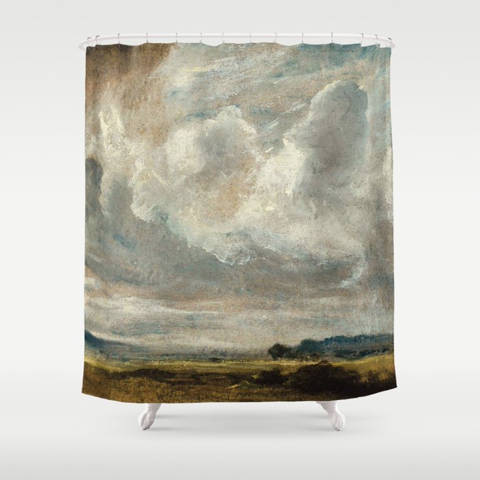 Landscape with clouds by John Constable Shower Curtain Gallery Image 1