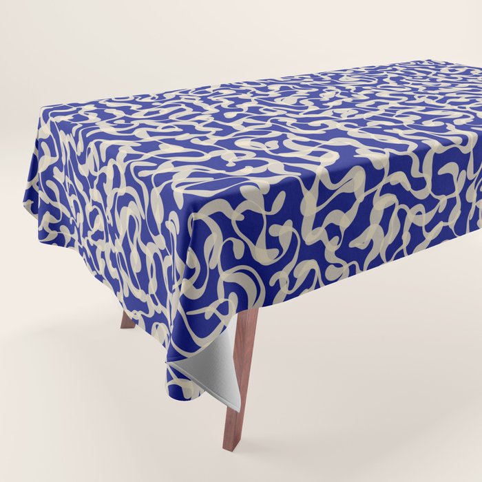 Playful strokes #1 / Beige on Blue Tablecloth Gallery Image 1