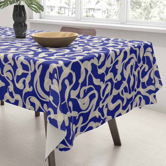 Playful strokes #1 / Beige on Blue Tablecloth Gallery Image 3