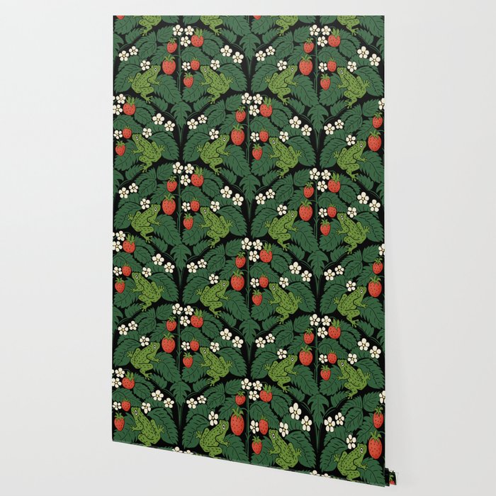 Bullfrogs And Wild Strawberries On Black Wallpaper Gallery Image 2