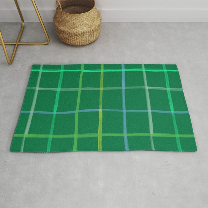 Abstract Tennis Net Pattern in Grass Green Rug Gallery Image 1
