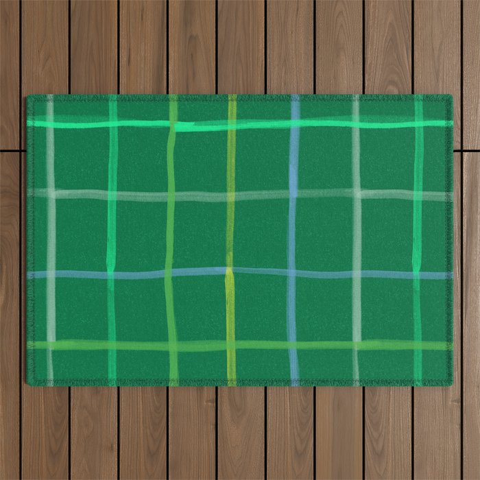 Abstract Tennis Net Pattern in Grass Green Outdoor Rug Gallery Image 1
