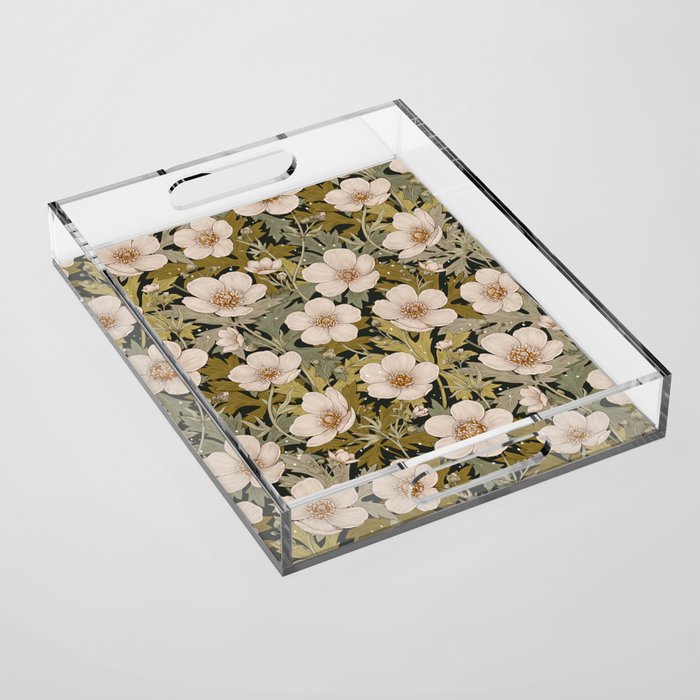 Floral Meadow In Spring Green Acrylic Tray Gallery Image 1