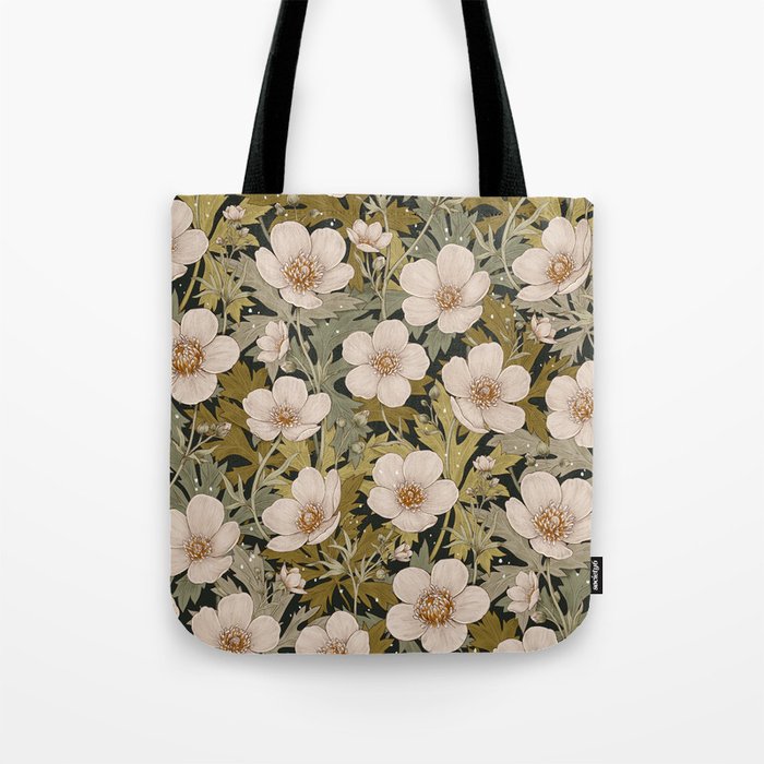 Floral Meadow In Spring Green Tote Bag Gallery Image 1