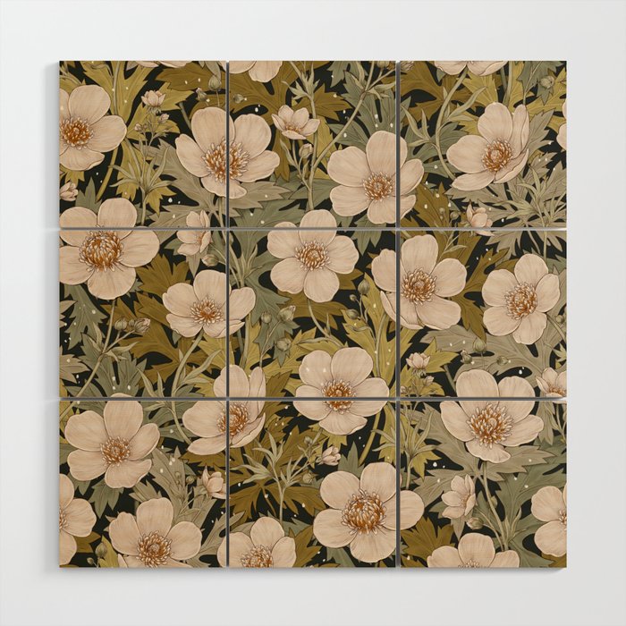 Floral Meadow In Spring Green Wood Wall Art Gallery Image 1