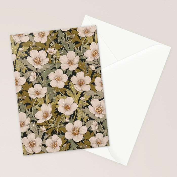 Floral Meadow In Spring Green Stationery Card Gallery Image 2