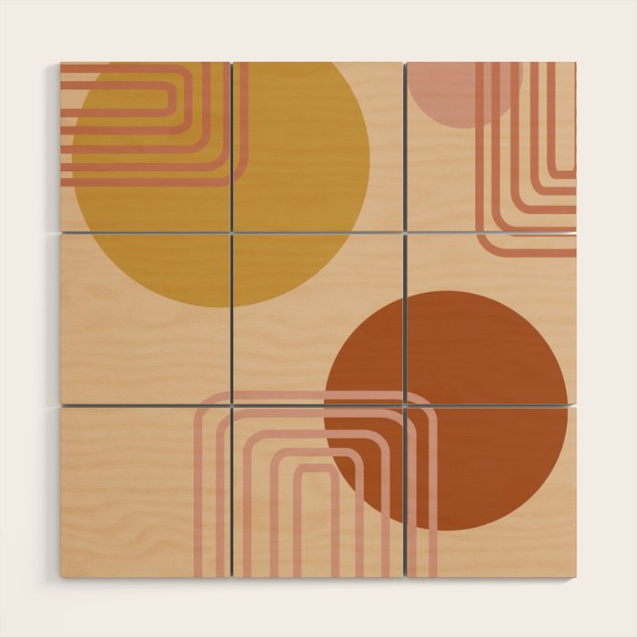 Modern Desert Abstract Shapes and Lines Wood Wall Art Gallery Image 1