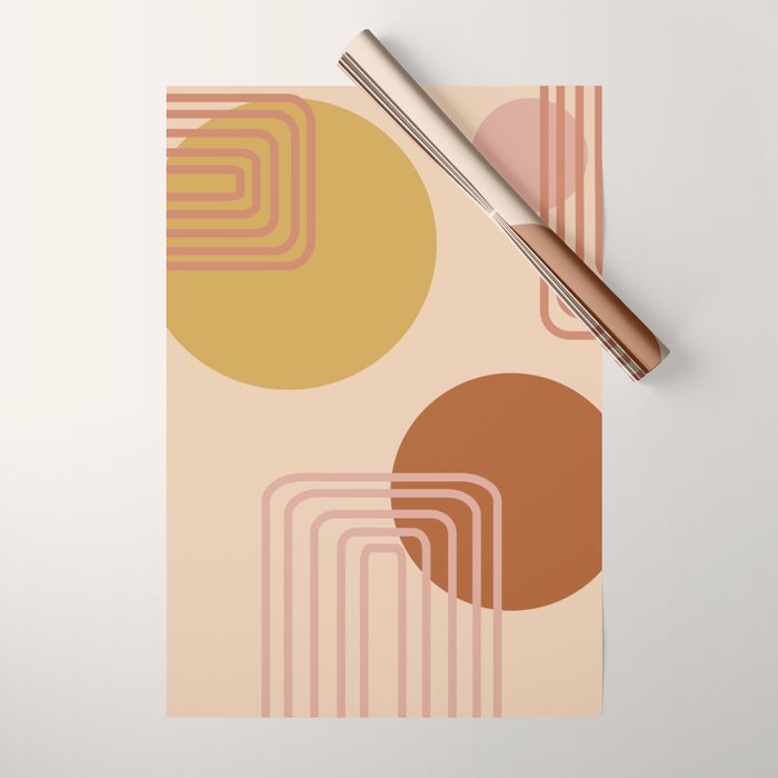 Modern Desert Abstract Shapes and Lines Wrapping Paper Gallery Image 1