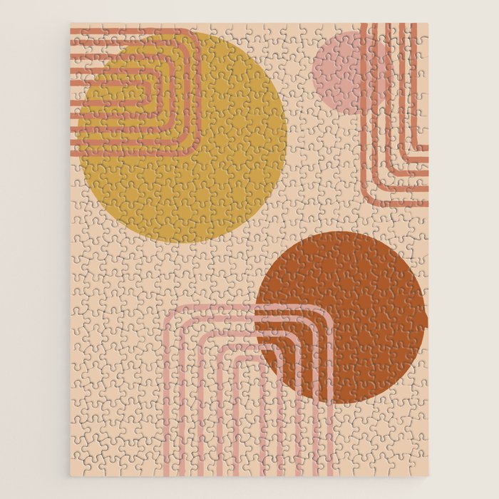 Modern Desert Abstract Shapes and Lines Jigsaw Puzzle Gallery Image 1