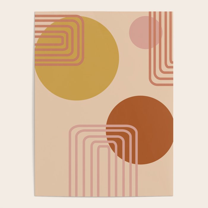 Modern Desert Abstract Shapes and Lines Poster Gallery Image 1