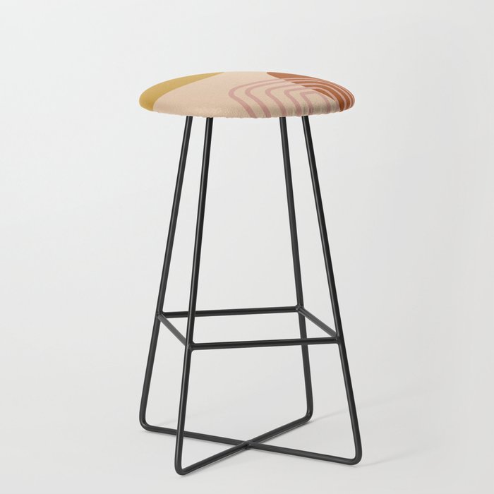 Modern Desert Abstract Shapes and Lines Stool Gallery Image 1