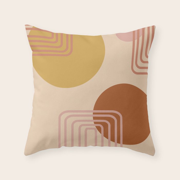 Modern Desert Abstract Shapes and Lines Throw Pillow Gallery Image 1