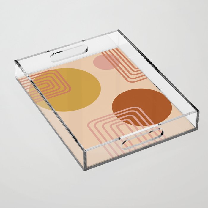 Modern Desert Abstract Shapes and Lines Acrylic Tray Gallery Image 1
