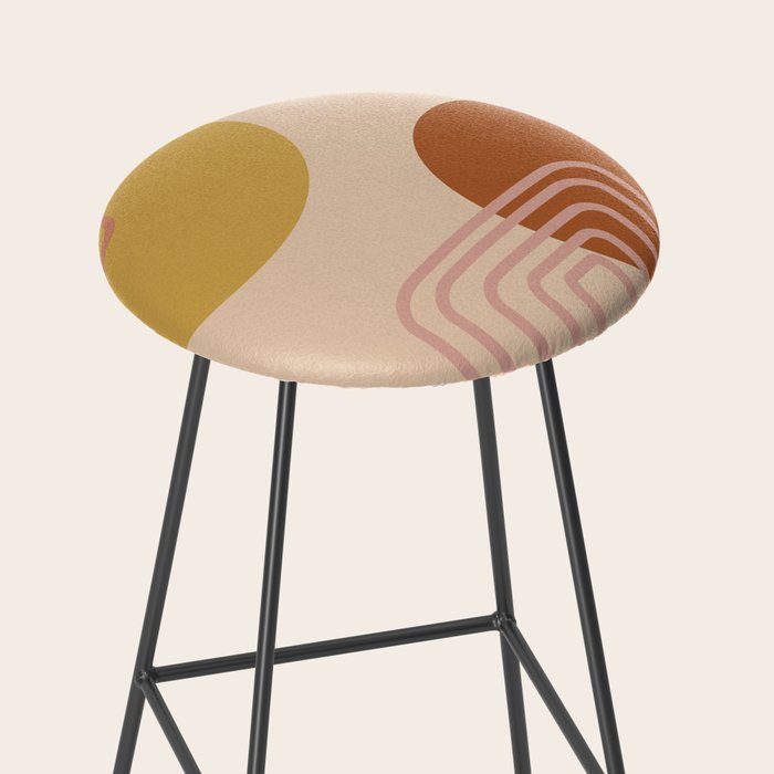 Modern Desert Abstract Shapes and Lines Stool Gallery Image 2
