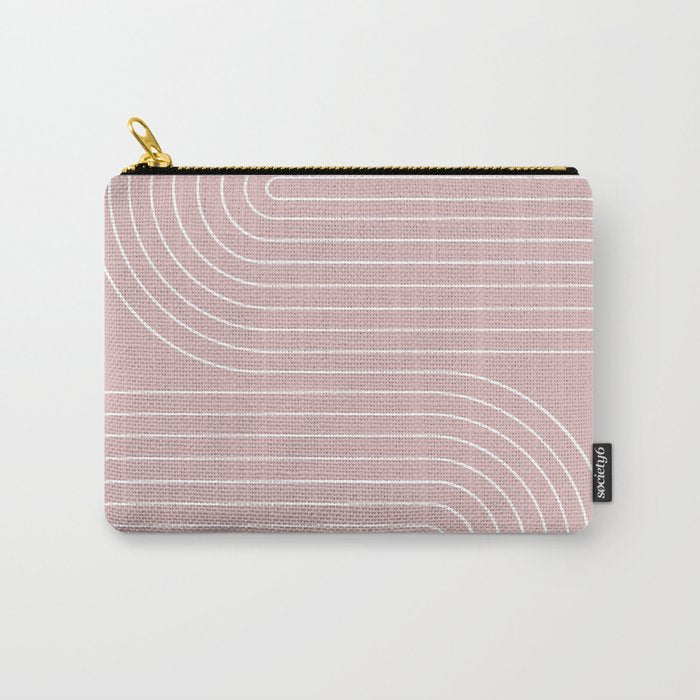 Minimal Line Curvature LXX Blush Pink Mid Century Modern Arch Abstract Carry All Pouch Gallery Image 1