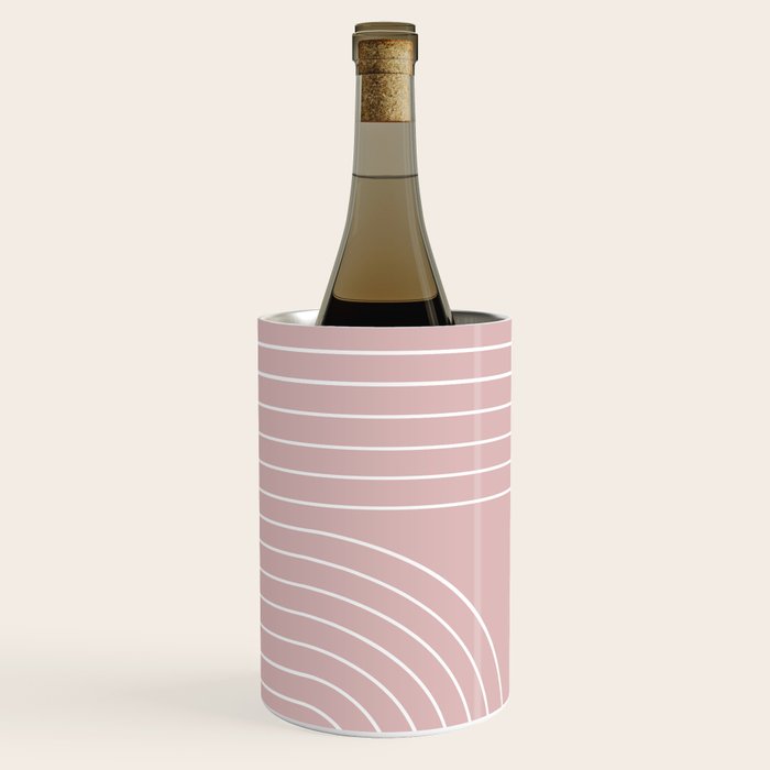 Minimal Line Curvature LXX Blush Pink Mid Century Modern Arch Abstract Wine Chiller Gallery Image 3