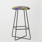 Retro Garden Groovy Maximalist Gingham Flowers 60s 70s Floral Pattern Stool Gallery Image 1