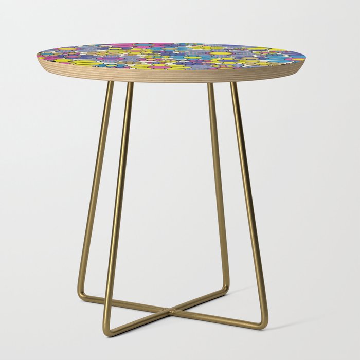 Retro Garden Groovy Maximalist Gingham Flowers 60s 70s Floral Pattern Side Table Gallery Image 1
