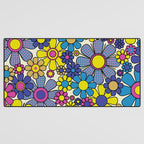 Retro Garden Groovy Maximalist Gingham Flowers 60s 70s Floral Pattern Desk Mat Gallery Image 3