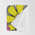 Retro Garden Groovy Maximalist Gingham Flowers 60s 70s Floral Pattern Throw Blanket Gallery Image 3