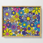 Retro Garden Groovy Maximalist Gingham Flowers 60s 70s Floral Pattern Serving Tray Gallery Image 1