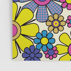 Retro Garden Groovy Maximalist Gingham Flowers 60s 70s Floral Pattern Poster Gallery Image 3