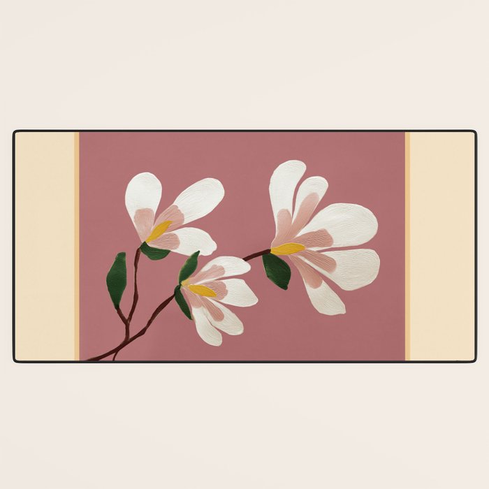 Pink Magnolia Flowers Desk Mat Gallery Image 3