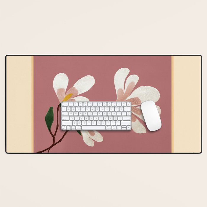 Pink Magnolia Flowers Desk Mat Gallery Image 1
