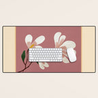 Pink Magnolia Flowers Desk Mat Gallery Image 1
