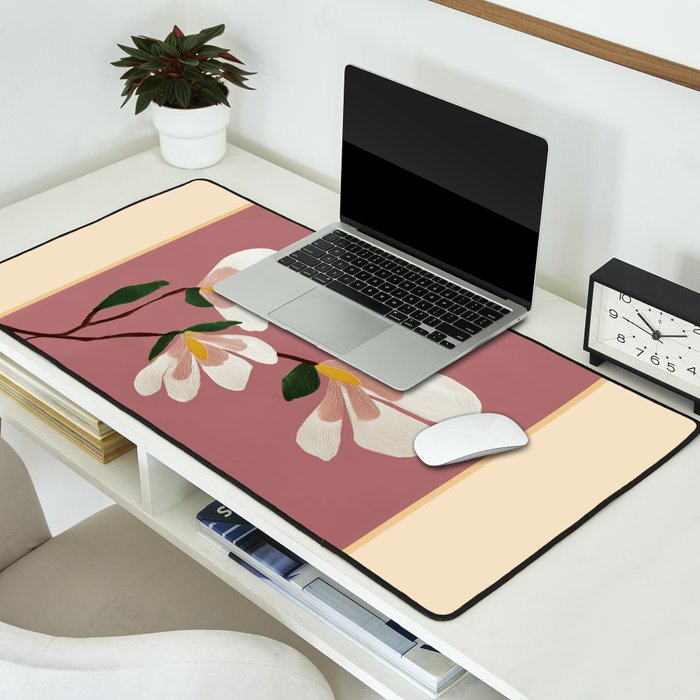 Pink Magnolia Flowers Desk Mat Gallery Image 2