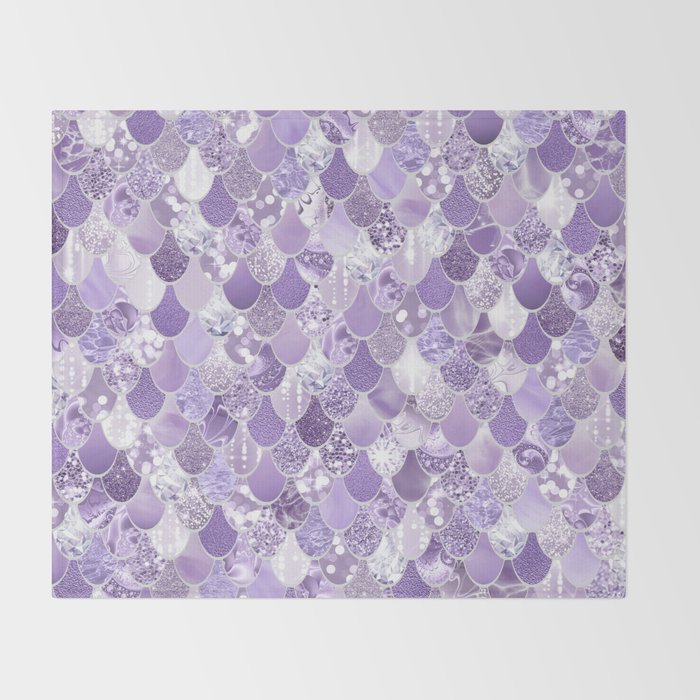 Mermaid Scales, Aesthetic Purple Throw Blanket Gallery Image 2