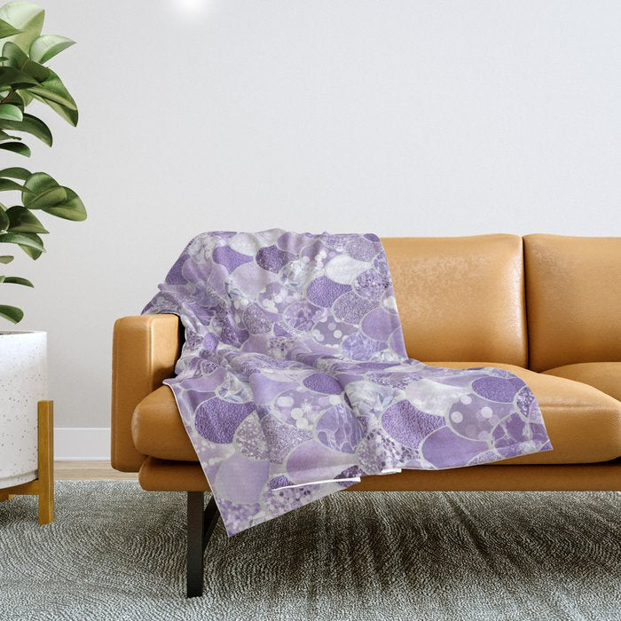 Mermaid Scales, Aesthetic Purple Throw Blanket Gallery Image 1