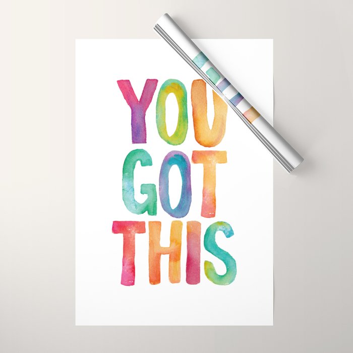 You Got This Rainbow Watercolor Wrapping Paper Gallery Image 1